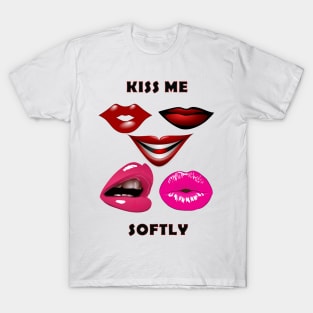 Kiss Me Softly Cartoon Illustration T-Shirt